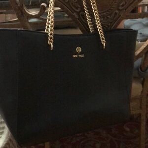 Nine West Black Chain Handle Tote Bag